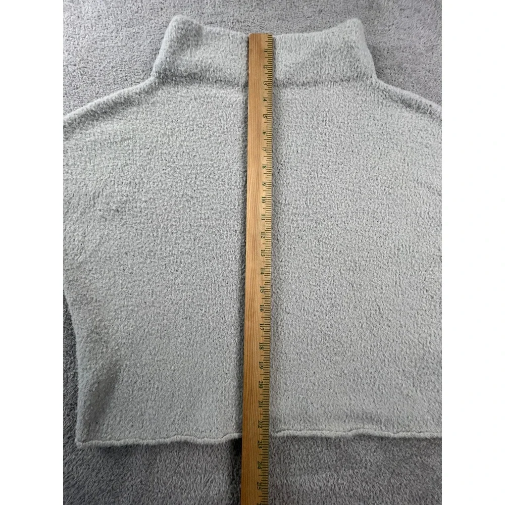 Free People Sweater Womens Small San Vicente Mock Neck Fuzzy Knit Grey Oversized - Picture 12 of 14